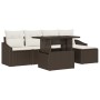 Conjunto de sofá de jardín con cojín 6 pcs Marrón y crema