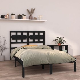 Estructura de cama de madera maciza negra 140x190 cm