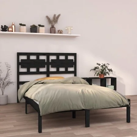 Estructura de cama de madera maciza negra 140x190 cm de vidaXL, Camas y somieres - Ref: Foro24-3105649, Precio: 166,46 €, Des...