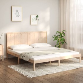 Estructura de cama de madera maciza de pino 200x200 cm