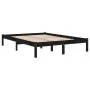 Black solid wood bed frame 140x190 cm by vidaXL, Beds and slatted bases - Ref: Foro24-3105649, Price: 166,60 €, Discount: %