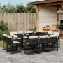 Set de comedor jardín 11 pzas con cojines ratán sintético negro