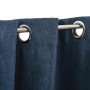 Cortinas opacas con ojales look de lino 2 pzas azul 140x225 cm