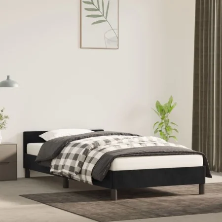 Bed frame with black velvet headboard 90x190 cm by vidaXL, Beds and slatted bases - Ref: Foro24-347545, Price: 93,30 €, Disco...