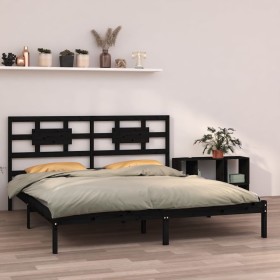 Estructura de cama de madera maciza de pino negra 160x200 cm