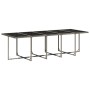 Set comedor de jardín con cojines 15 pzas ratán sintético gris