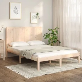 Small double solid pine wood bed frame 120x190 cm by vidaXL, Beds and slatted bases - Ref: Foro24-3105700, Price: 117,07 €, D...