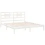 White solid wood bed frame 200x200 cm by vidaXL, Beds and slatted bases - Ref: Foro24-3105686, Price: 141,35 €, Discount: %