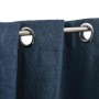 Cortinas opacas con ojales look de lino 2 pzas azul 140x245 cm