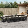 Set de muebles jardín 17 pzas con cojines ratán sintético negro