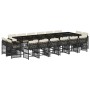 Set de muebles jardín 17 pzas con cojines ratán sintético negro