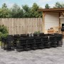 Set de muebles jardín 17 pzas con cojines ratán sintético negro