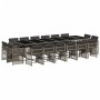 Set comedor de jardín 17 pzas y cojines ratán sintético gris