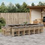 Set comedor de jardín 17 pzas con cojines ratán sintético beige