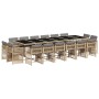 Set comedor de jardín 17 pzas con cojines ratán sintético beige