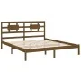 Honey brown solid pine wood bed frame 200x200 cm by vidaXL, Beds and slatted bases - Ref: Foro24-3105688, Price: 162,68 €, Di...