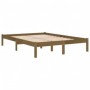 Honey brown solid pine wood bed frame 200x200 cm by vidaXL, Beds and slatted bases - Ref: Foro24-3105688, Price: 164,74 €, Di...