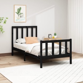 Estructura de cama madera maciza de pino negro 90x200 cm