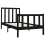 Solid black pine wood bed frame 100x200 cm by vidaXL, Beds and slatted bases - Ref: Foro24-3106697, Price: 129,99 €, Discount: %
