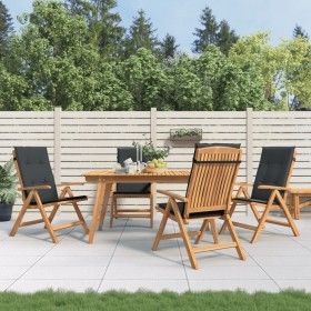 Sillas de jardín reclinables y cojines 4 uds madera maciza teca de vidaXL, Sillas de jardín - Ref: Foro24-3196470, Precio: 69...