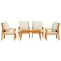 Juego de muebles jardín 5 pzas con cojines madera maciza acacia