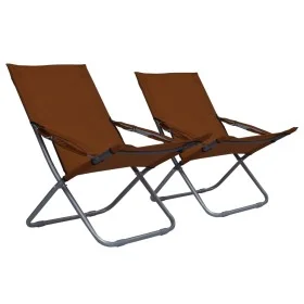 Sillas de playa plegables 2 unidades tela marrón von vidaXL, Gartenstühle - Ref: Foro24-47906, Preis: 99,68 €, Rabatt: %