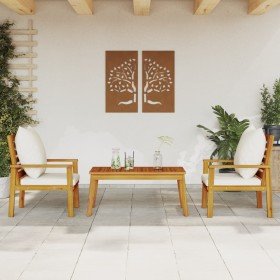Set de muebles para jardín 3 piezas con cojines madera acacia Set de muebles para jardín 3 piezas con cojines madera acacia