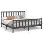 Solid gray pine wood bed frame 200x200 cm by vidaXL, Beds and slatted bases - Ref: Foro24-3106725, Price: 171,12 €, Discount: %