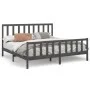 Solid gray pine wood bed frame 200x200 cm by vidaXL, Beds and slatted bases - Ref: Foro24-3106725, Price: 168,98 €, Discount: %