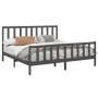 Solid gray pine wood bed frame 200x200 cm by vidaXL, Beds and slatted bases - Ref: Foro24-3106725, Price: 171,12 €, Discount: %