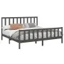 Solid gray pine wood bed frame 200x200 cm by vidaXL, Beds and slatted bases - Ref: Foro24-3106725, Price: 168,98 €, Discount: %