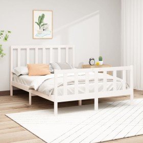 Estructura de cama madera maciza de pino blanca 150x200 cm