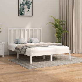 Estructura de cama de madera maciza blanca 160x200 cm