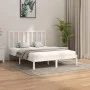Estructura de cama de madera maciza blanca 160x200 cm de vidaXL, Camas y somieres - Ref: Foro24-3106779, Precio: 121,87 €, De...