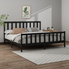 Solid black pine wood bed frame 200x200 cm by vidaXL, Beds and slatted bases - Ref: Foro24-3106727, Price: 206,47 €, Discount: %