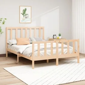 Solid pine wood bed frame 140x190 cm by vidaXL, Beds and slatted bases - Ref: Foro24-3106683, Price: 125,99 €, Discount: %