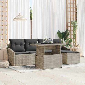 Conjunto de sofá de jardín con cojín 6 pcs Gris claro Conjunto de sofá de jardín con cojín 6 pcs Gris claro
