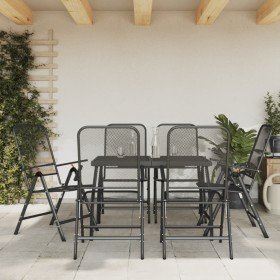 Juego de comedor de jardín 7 pzas malla metálica gris antracita en Conjuntos de jardín | Comprar online en Foro24