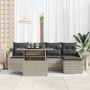 Conjunto de sofá de jardín con cojín 6 pcs Gris claro