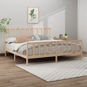 Solid pine wood bed frame 200x200 cm by vidaXL, Beds and slatted bases - Ref: Foro24-3106723, Price: 142,09 €, Discount: %