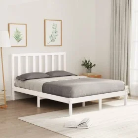 White solid wood bed frame 120x200 cm by vidaXL, Beds and slatted bases - Ref: Foro24-3106764, Price: 111,50 €, Discount: %