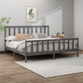 Estructura de cama madera maciza de pino gris 180x200 cm