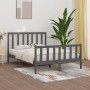 Gray solid wood bed frame King Size 150x200 cm by vidaXL, Beds and slatted bases - Ref: Foro24-3106840, Price: 151,23 €, Disc...