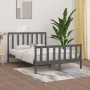 Gray solid wood bed frame King Size 150x200 cm by vidaXL, Beds and slatted bases - Ref: Foro24-3106840, Price: 158,07 €, Disc...