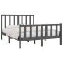 Gray solid wood bed frame King Size 150x200 cm by vidaXL, Beds and slatted bases - Ref: Foro24-3106840, Price: 151,23 €, Disc...