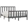 Gray solid wood bed frame King Size 150x200 cm by vidaXL, Beds and slatted bases - Ref: Foro24-3106840, Price: 158,07 €, Disc...