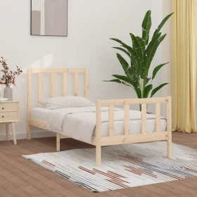 Solid wood bed frame 90x200 cm by vidaXL, Beds and slatted bases - Ref: Foro24-3106818, Price: 84,85 €, Discount: %