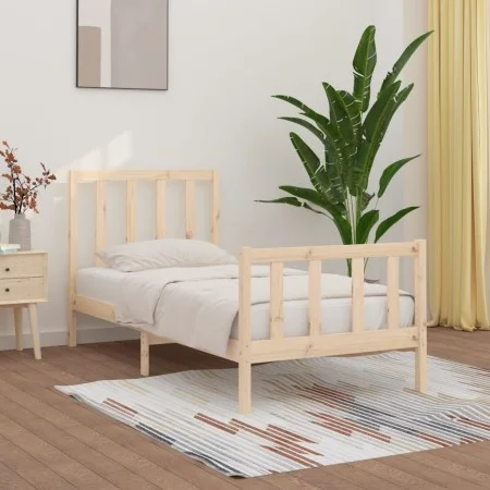 Solid wood bed frame 90x200 cm by vidaXL, Beds and slatted bases - Ref: Foro24-3106818, Price: 84,85 €, Discount: %