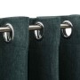 Cortinas opacas con ojales look de lino 2 pzas verde 140x175 cm