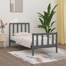 Estructura de cama de madera maciza gris 100x200 cm